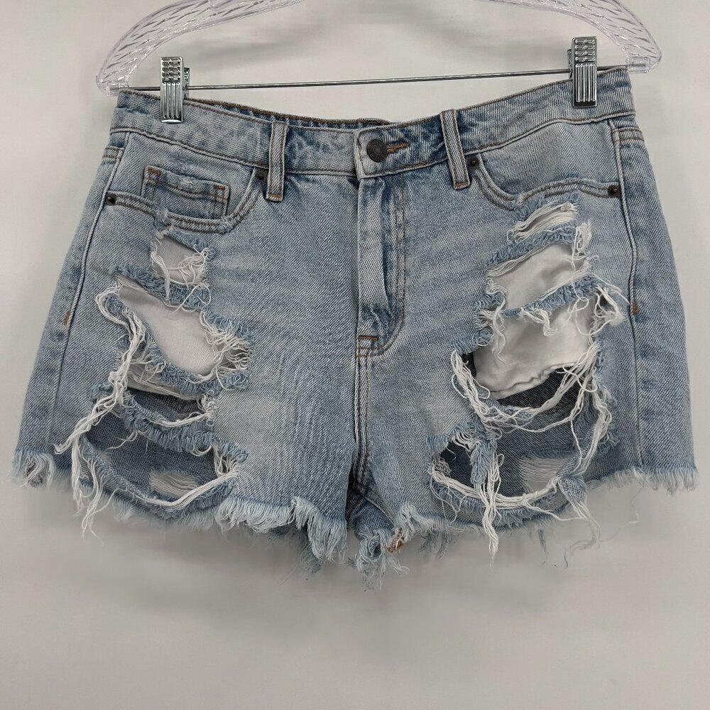 Hidden Women's Distressed Light Wash High Rise Shorts M